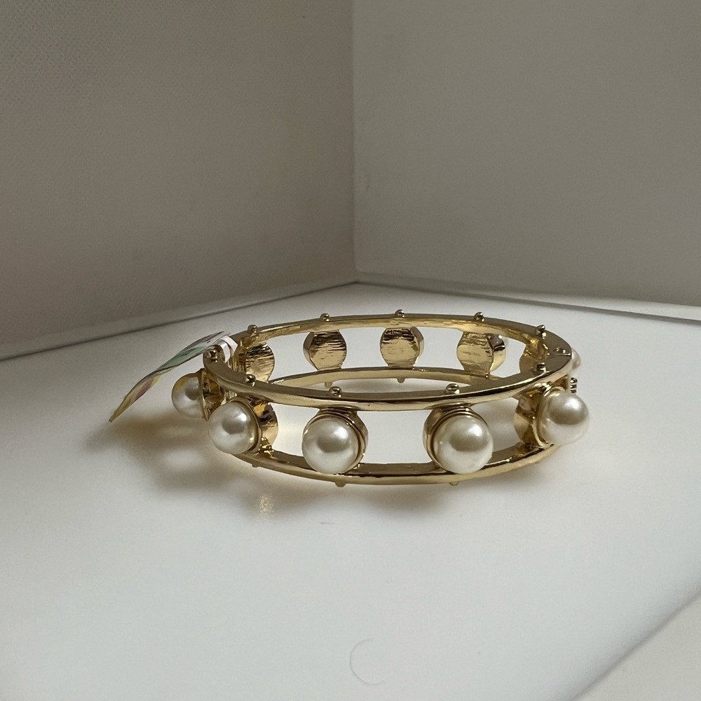 INC Gold Pearl Stud Trend Bracelet